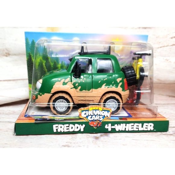 Vintage Chevron Cars Green Toy Car - Working Side View Mirrors, Moving Eyes Gift - Picture 1 of 15